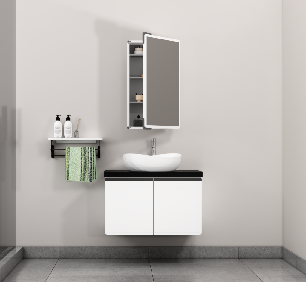 White and grey minimalist bathroom design