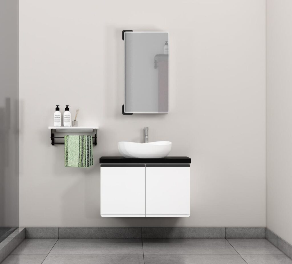 Wall-mounted bathroom shelf for small space storage
