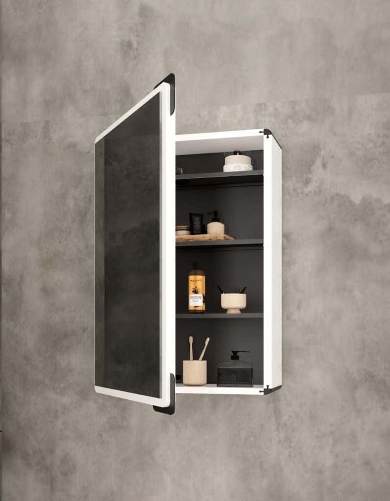 Mirror cabinet with hidden bathroom storage
